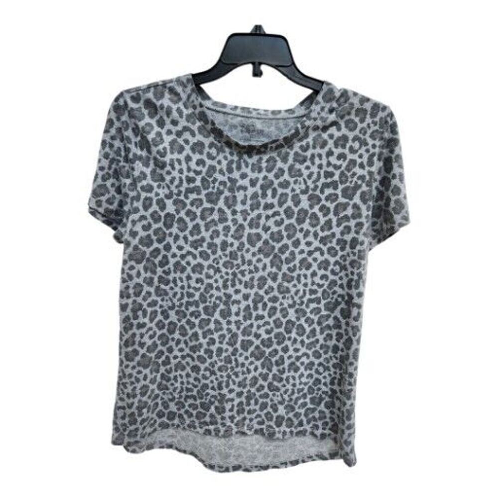 Zoe + Liv T-Shirt Women's Size Large Animal Print Short Sleeve Tee Gray Top